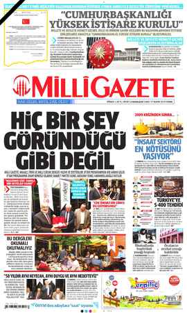 Milli Gazete sayfa 1