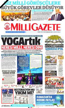 Milli Gazete sayfa 1