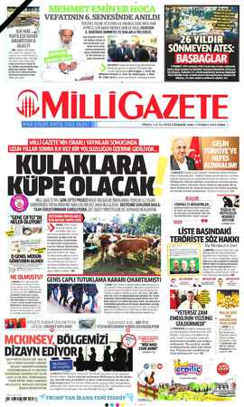 Milli Gazete sayfa 1