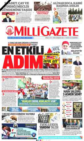 Milli Gazete sayfa 1