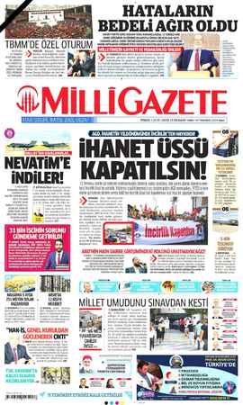 Milli Gazete sayfa 1