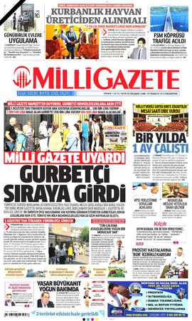 Milli Gazete sayfa 1