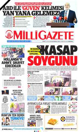 Milli Gazete sayfa 1