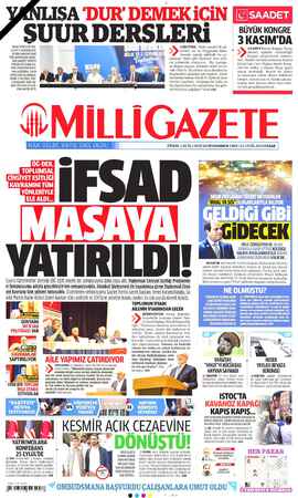 Milli Gazete sayfa 1