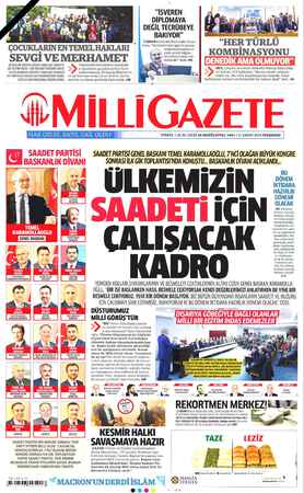 Milli Gazete sayfa 1