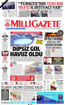 Milli Gazete sayfa 1