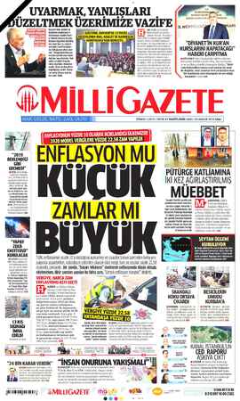 Milli Gazete sayfa 1