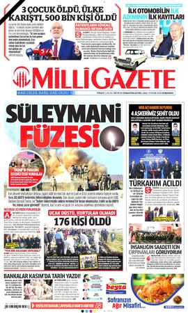 Milli Gazete sayfa 1