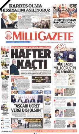 Milli Gazete sayfa 1