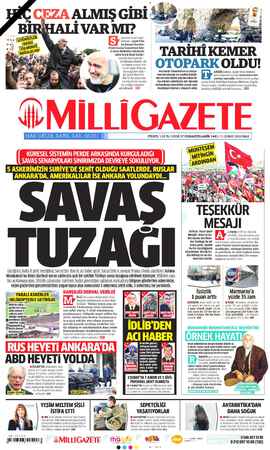 Milli Gazete sayfa 1