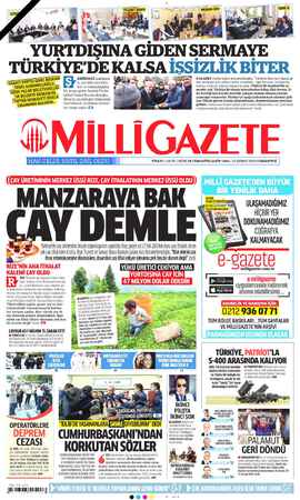 Milli Gazete sayfa 1