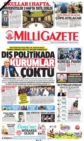 Milli Gazete sayfa 1