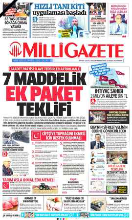 Milli Gazete sayfa 1