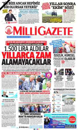 Milli Gazete sayfa 1