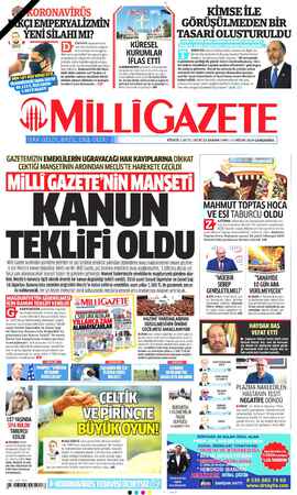 Milli Gazete sayfa 1