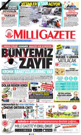 Milli Gazete sayfa 1