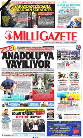 Milli Gazete sayfa 1