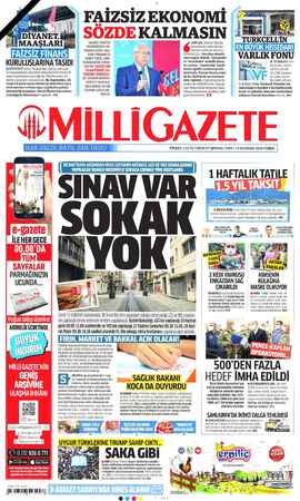 Milli Gazete sayfa 1