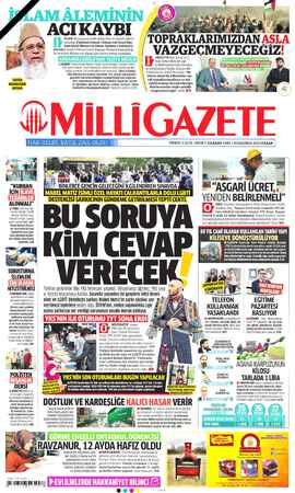 Milli Gazete sayfa 1