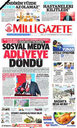 Milli Gazete sayfa 1