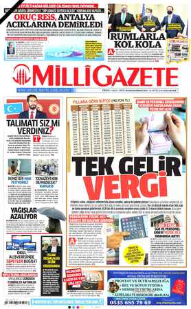 Milli Gazete sayfa 1