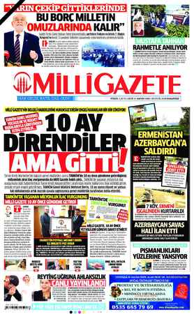 Milli Gazete sayfa 1