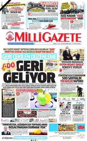 Milli Gazete sayfa 1