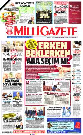 Milli Gazete sayfa 1