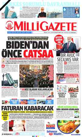 Milli Gazete sayfa 1