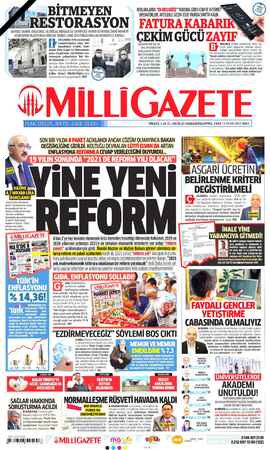 Milli Gazete Gazetesi 5 Ocak 2021 kapağı