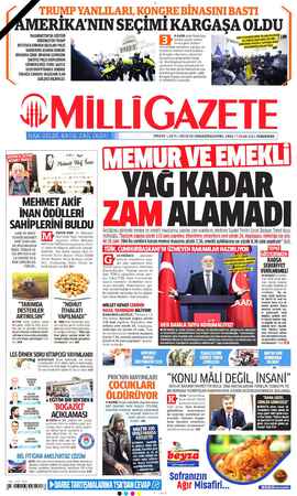 Milli Gazete Gazetesi 7 Ocak 2021 kapağı