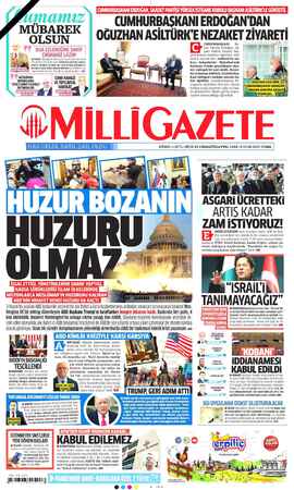 Milli Gazete Gazetesi 8 Ocak 2021 kapağı