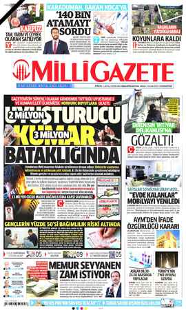 Milli Gazete Gazetesi 9 Ocak 2021 kapağı