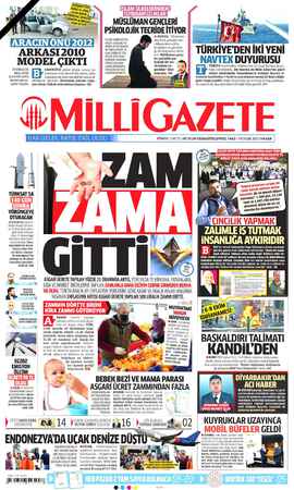 Milli Gazete Gazetesi 10 Ocak 2021 kapağı