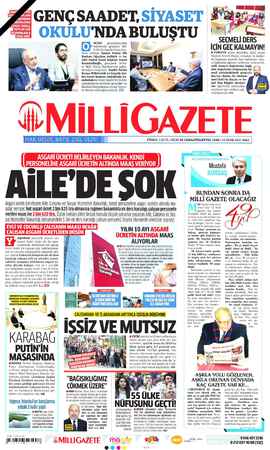 Milli Gazete Gazetesi 12 Ocak 2021 kapağı