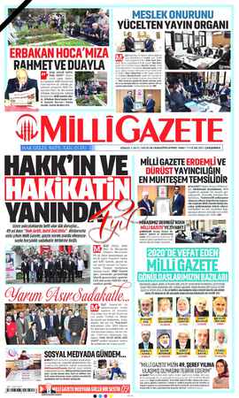 Milli Gazete Gazetesi 13 Ocak 2021 kapağı