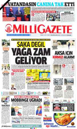 Milli Gazete Gazetesi 14 Ocak 2021 kapağı