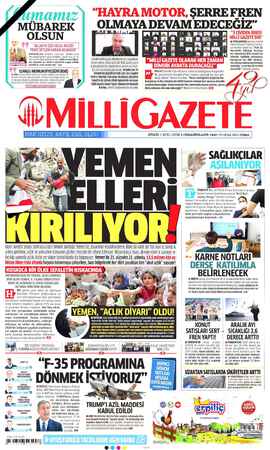 Milli Gazete Gazetesi 15 Ocak 2021 kapağı