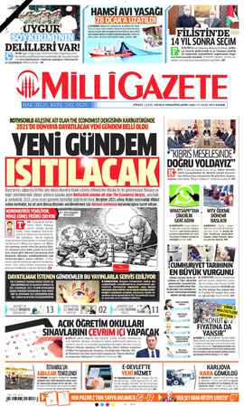 Milli Gazete Gazetesi 17 Ocak 2021 kapağı
