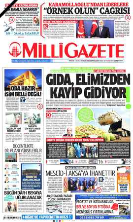 Milli Gazete Gazetesi 20 Ocak 2021 kapağı