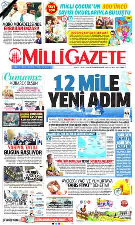Milli Gazete Gazetesi 22 Ocak 2021 kapağı