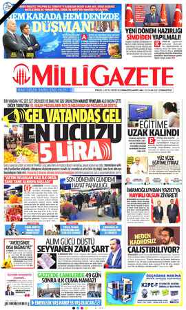 Milli Gazete Gazetesi 23 Ocak 2021 kapağı