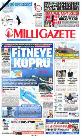 Milli Gazete Gazetesi 25 Ocak 2021 kapağı
