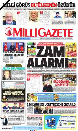 Milli Gazete Gazetesi 30 Ocak 2021 kapağı