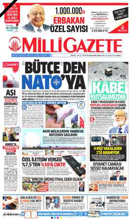 Milli Gazete Gazetesi 31 Ocak 2021 kapağı