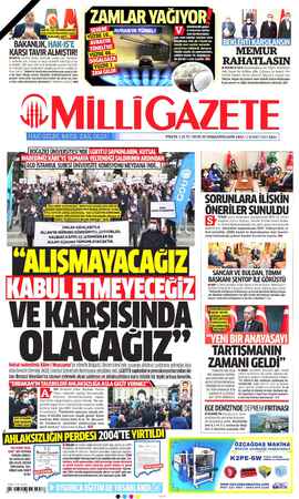 Milli Gazete Gazetesi 2 Şubat 2021 kapağı