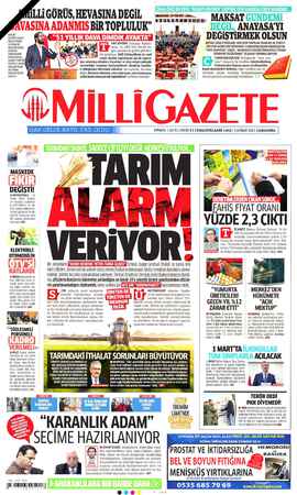 Milli Gazete Gazetesi 3 Şubat 2021 kapağı