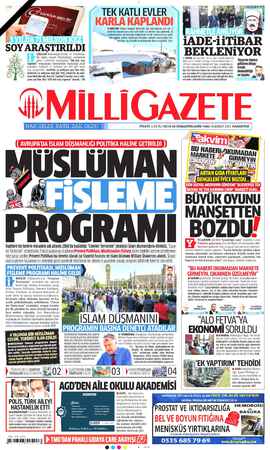 Milli Gazete Gazetesi 8 Şubat 2021 kapağı