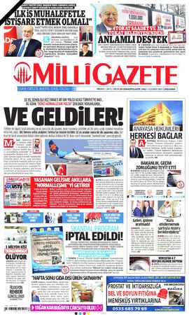 Milli Gazete Gazetesi 10 Şubat 2021 kapağı