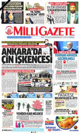 Milli Gazete Gazetesi 11 Şubat 2021 kapağı